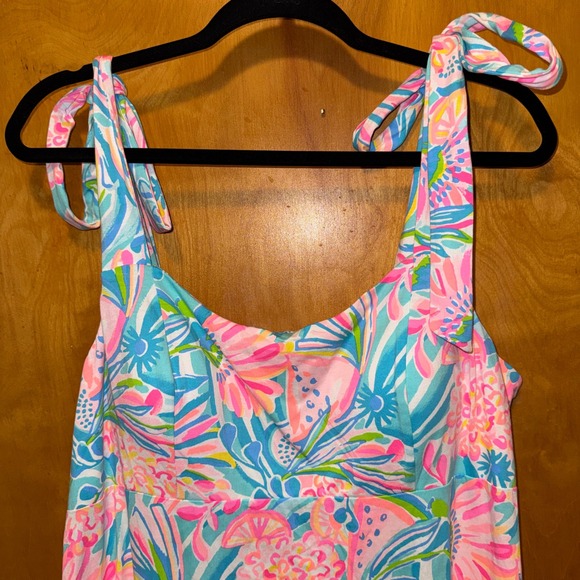 Lilly Pulitzer Maleka Maxi Dress XL Multi Tropical Punch Tie Shoulder New Tags - Picture 4 of 7